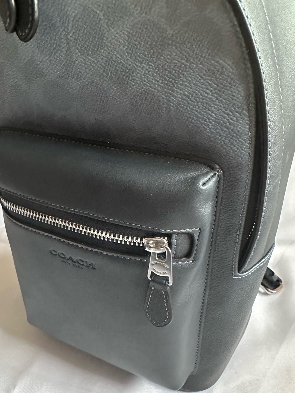 Coach Black Leather Sling Backpack with Silver Hardware - Picture 5 of 13